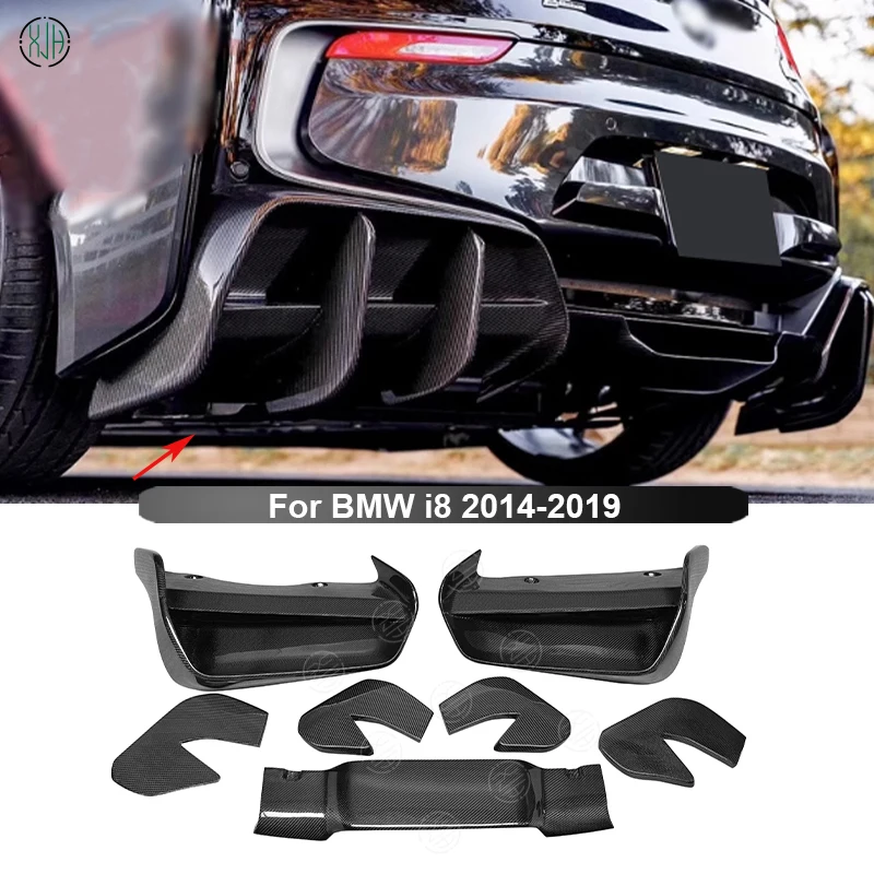 For BMW i8 2014-2019 Carbon Fiber Car Rear Bumper Lip Diffuser Spoiler Parts Upgrade Body kit Car Accessories