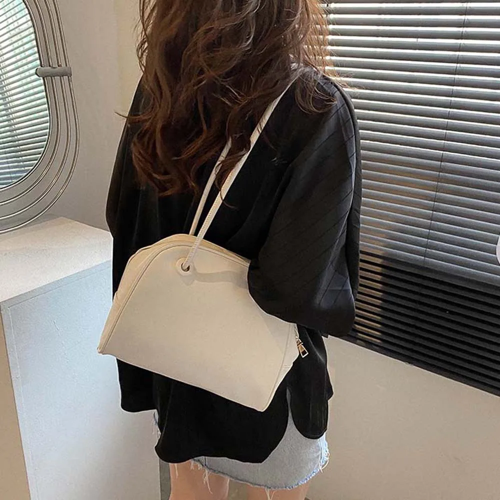 

Elegant Soft PU Tote Bag Anti-splash Water Large Capacity Square Underarm Bag Khaki White Solid Color Shoulder Bag Travel
