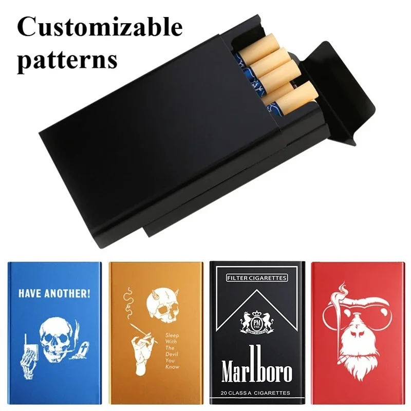 2025 Coarse Sliding Cover Cigarette Box 20 Pack Push-pull Cover Metal Pull-down Cigarette Box Personalized Lettering Wholesale