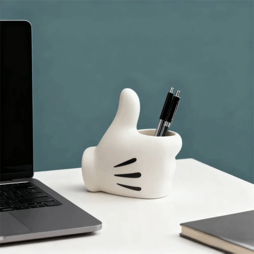 Thumbs Up Creative Design Pen Holder Cute Cartoon Personalized Storage Ornament Trendy Style Desktop Ornament Office Decor