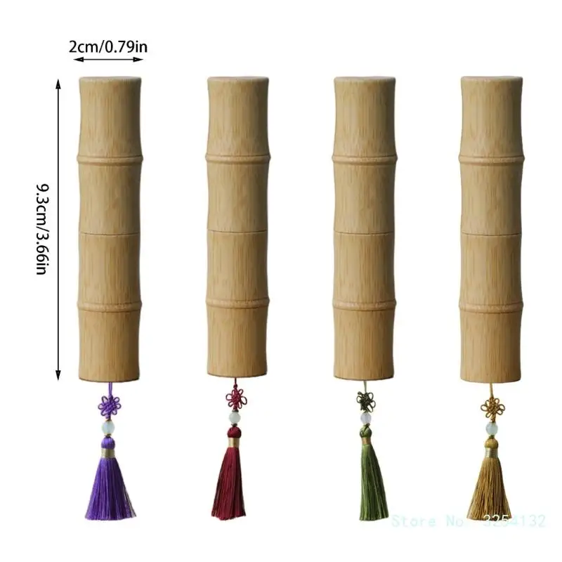 2.8g Natural Bamboo Roller Bottles Lip Tube with Tassels Essential Oils Roller Bottle Massage Oil Bottle for Woman