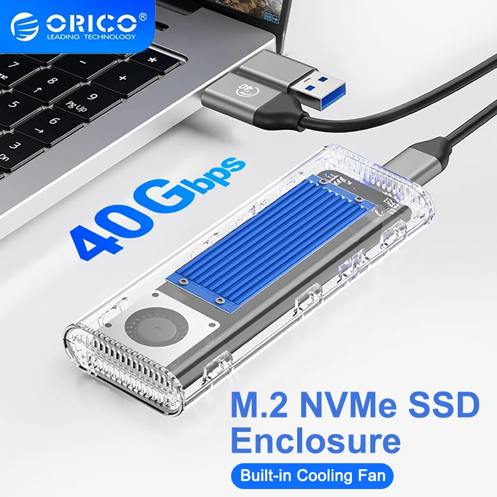 ORICO 40Gbps USB4 NVMe M.2 SSD Case Enclosure M2 SSD Case with Cooling Fan Compatible with Thunderbolt3 4 USB3.2 for MacBook Pro