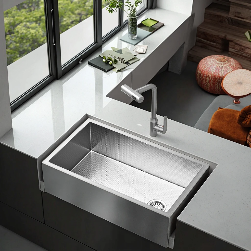 

Modern Sink Kitchen 304 Stainless Steel Single Bowl Hidden Kitchen Sink Set