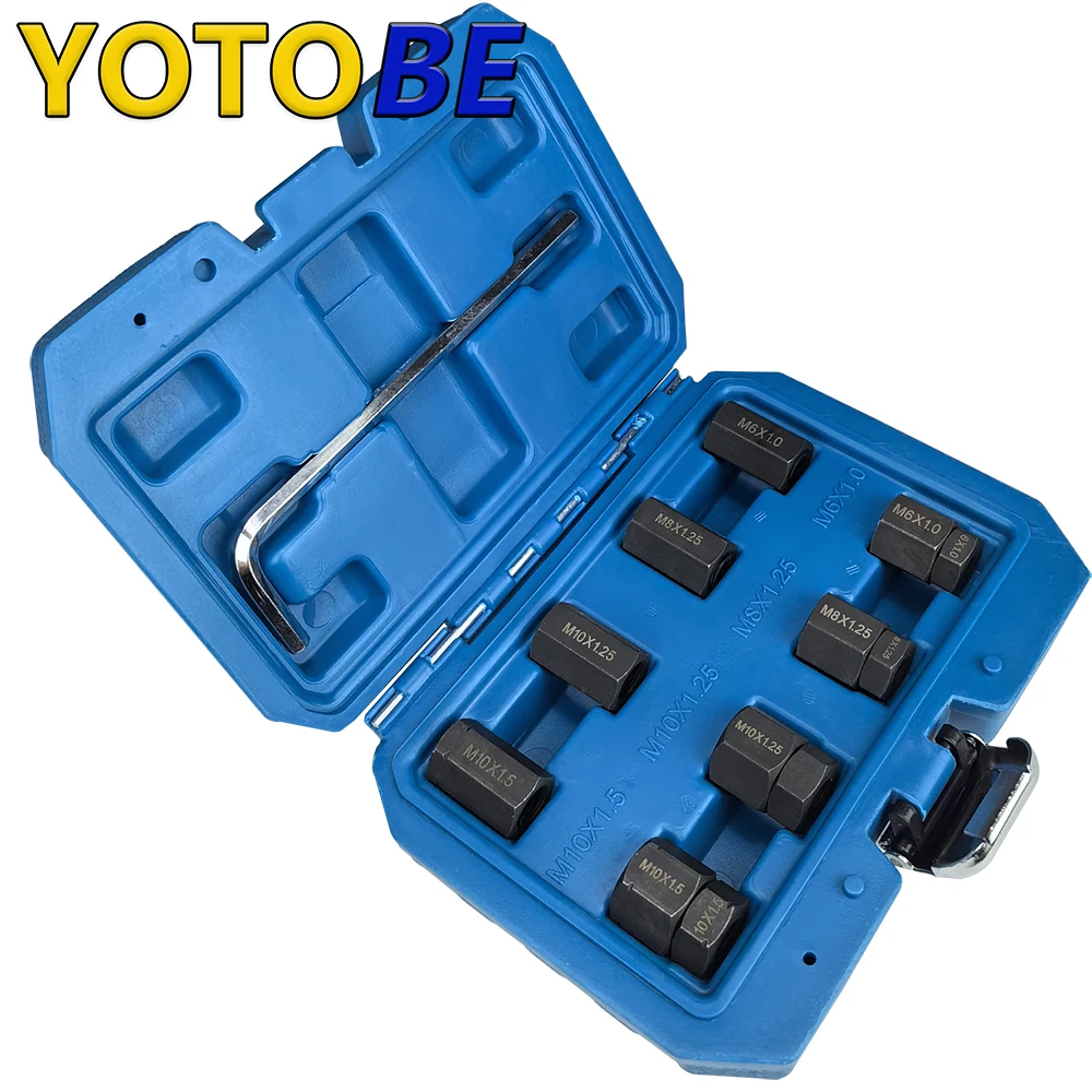 

9PCS Car Stud Installer And Remover Kit Exhaust Stud Removal Tool No Thread Damage M10x1.5 M10x1.25 M8x1.25 M6x1.0
