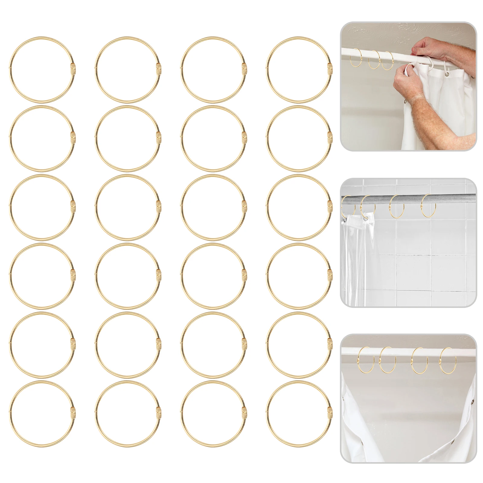 

24 Pcs Metal Circular Curtain Rings Metal Shower Curtain Hooks Zinc Alloy Circular Rings Flexible Safe Drapery Hardware