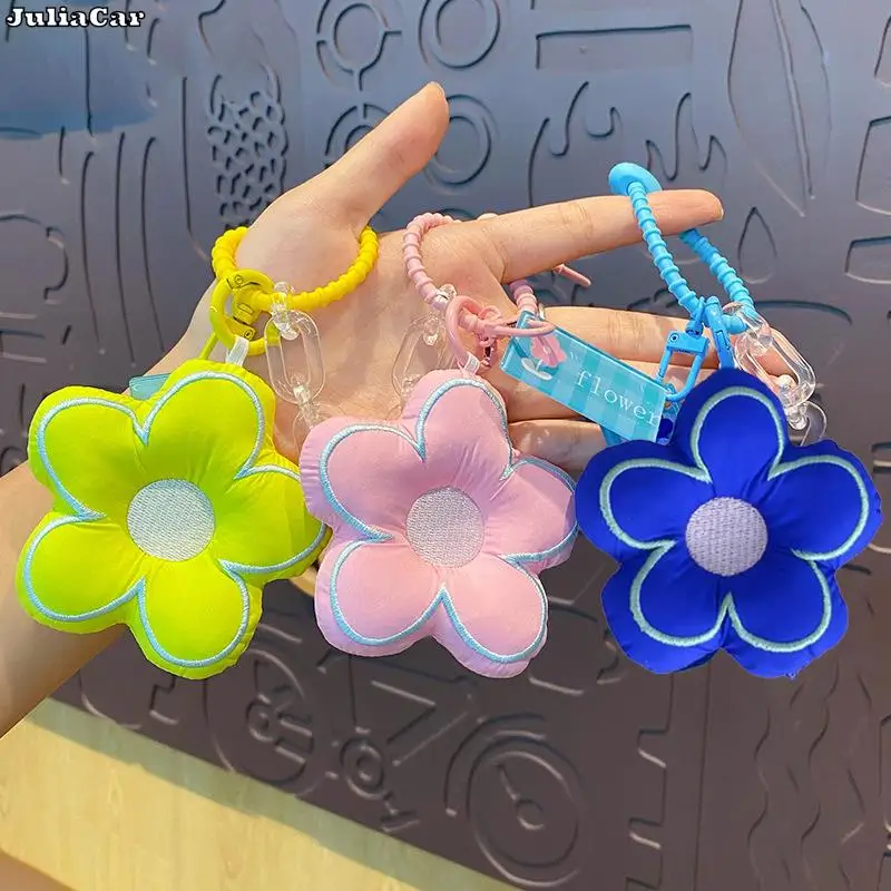 Fashion Stuffed Keychain Pendant Bag Charm Flower Accessories Handbag Ornaments Cute Lanyard Car Key Chain