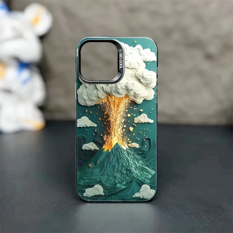 

Volcanic eruption design phone case for iPhone 17 16 15 14 13 12 11 Pro/ Max/Plus shock-proof rear cover anti-fingerprint
