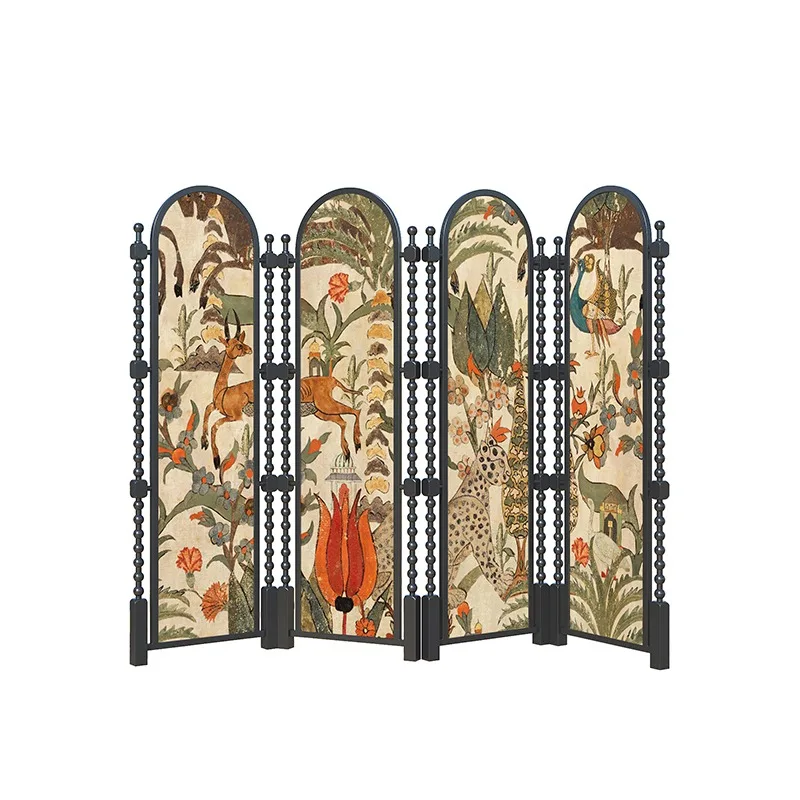 

American solid wood retro screen partition, living room home Nanyang, medieval homestay entry, entrance blocking mobile folding