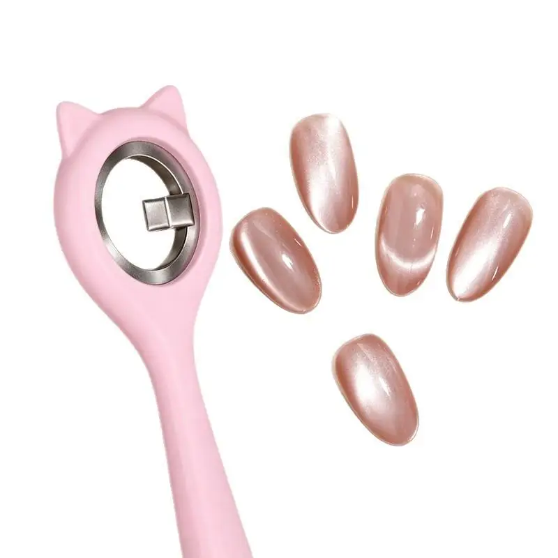 3-Second Hollow Cat Eye Magnet Strong Power Ring With Handle Magnet Fast Black Hole Effect For Magnetic Nail Art Beginner