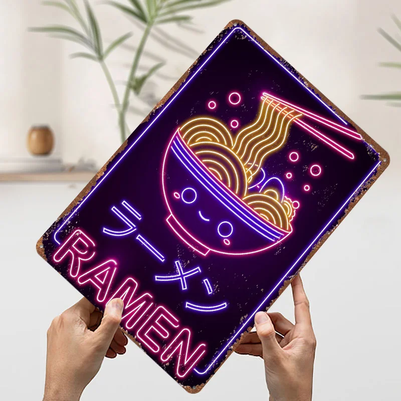 رامين ملصق معدني علامات معدنية جدار الفن خمر زينة مخصصة تين تسجيل للمنزل الديكور الملصقات على جدار ديكور الرجعية #3