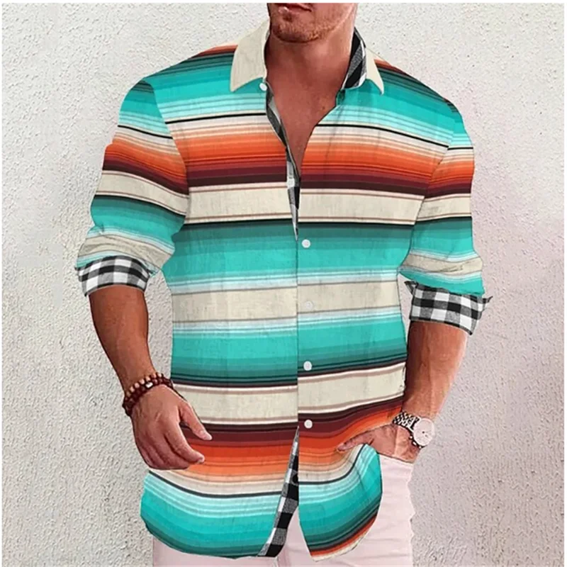 Camisa de manga larga con estampado 3D de loro para hombre, camisa de solapa de un solo pecho, ropa de calle al aire libre, informal de diseñador,