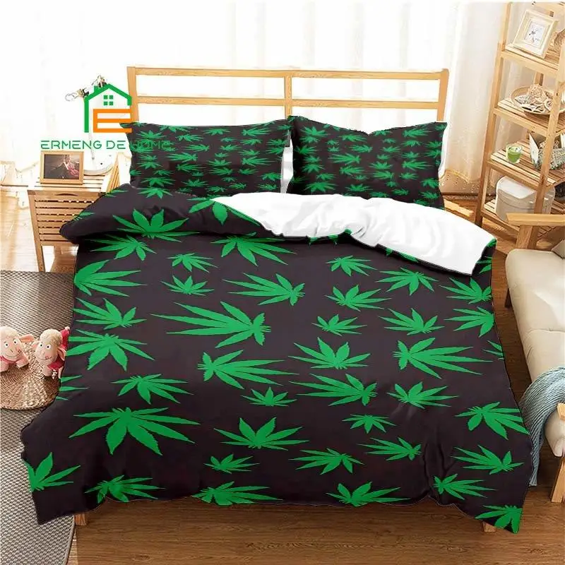 

Weed Leaf Pattern Duvet Cover Set Bedding for Aldult Kids Bed Set Game Quilt Cover Comforter Cover Bedding Set