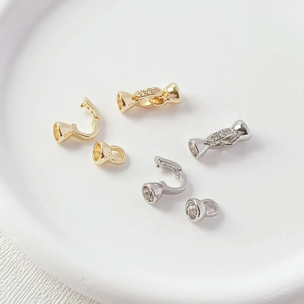 

14K Gold and White Gold Slightly Inlaid Zircon Finish Clasp, DIY Pearl Bracelet Clasp, Necklace Clasp, Link Clasp