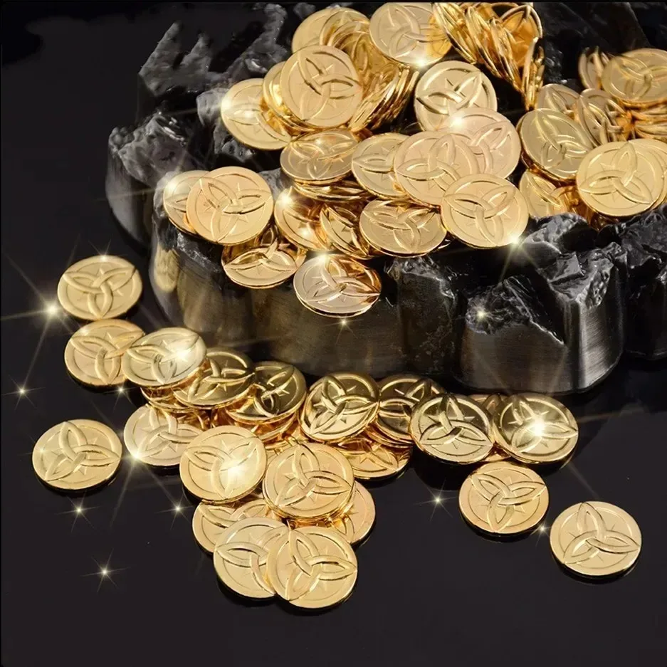 10Pcs Genshin Impact Mora Metal Zinc Alloy Gold Coins Game Coins Collection Coins Morax Cosplay Props Accessories
