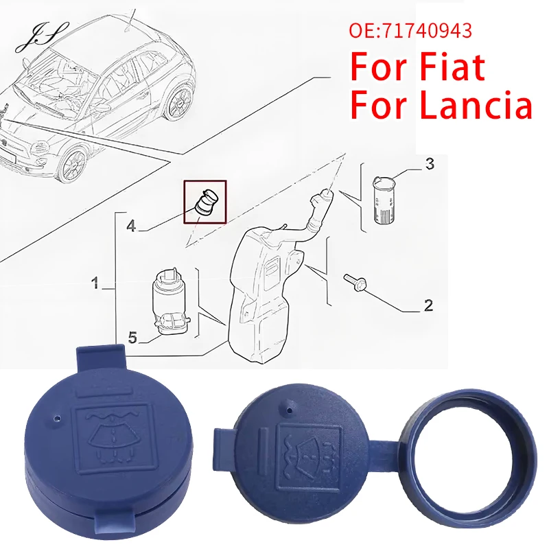 Tapa de la Botella del Limpiaparabrisas para Fiat 500, Bravo, Croma, Doblo Mk3, Fiorino, Linea, Citroen Nemo, Peugeot Bipper, Citroen Nemo 71740943