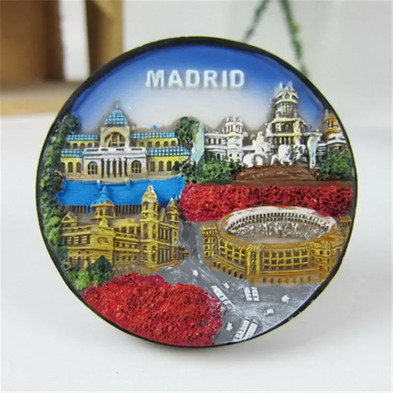 Imán para nevera de España y Madrid, Plaza de Cibeles, recuerdo de viaje para ciudad