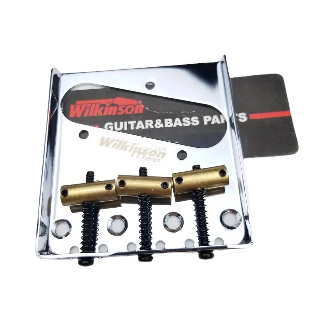 Wilkinson 3 Saddle Bridge for Tele Electric Guitar Brass saddles Tele  Guitar Bridge Chrome Silver WOT01