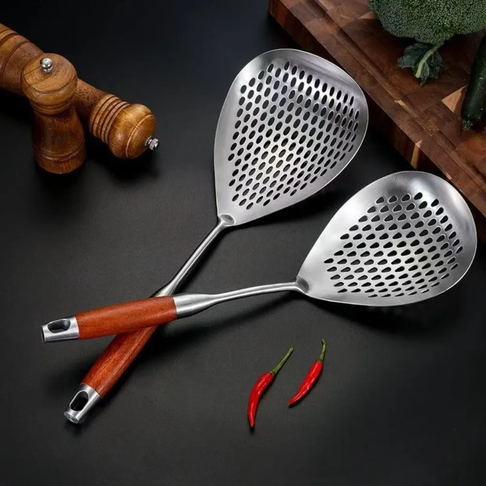 

Stainless Steel Colander Skimmer Large Size Heat-Resistant Kitchen Strainer Easy Draining Durable Food Strainer Spoon
