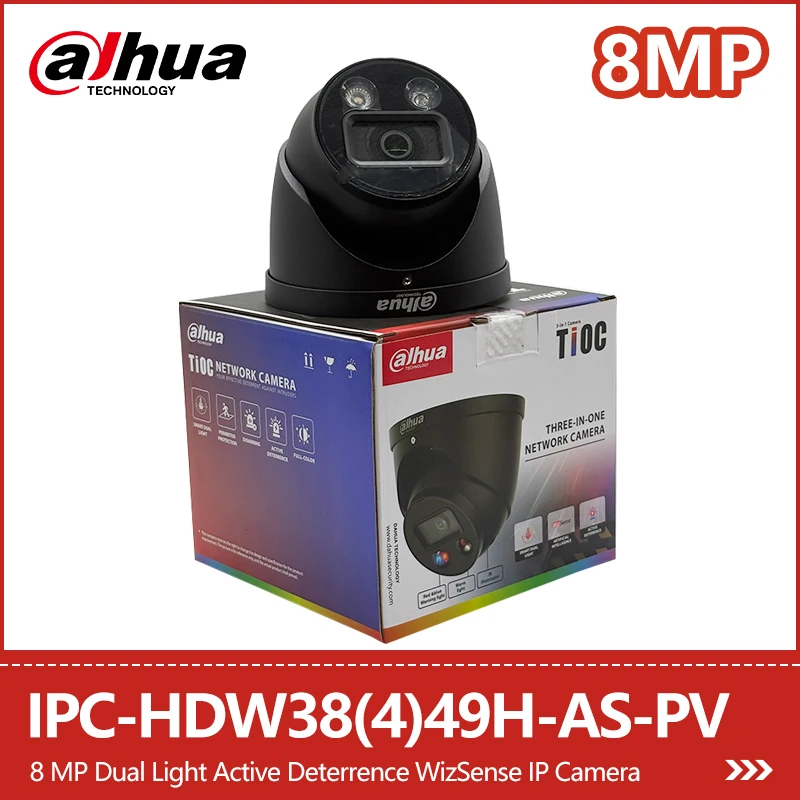 

Dahua 4MP 8MP 4K Dual Light Active Deterrence IP Camera Sound&Light Alarm Two-way Talk IPC-HDW3849H-AS-PV IPC-HDW3449H-AS-PV-S4