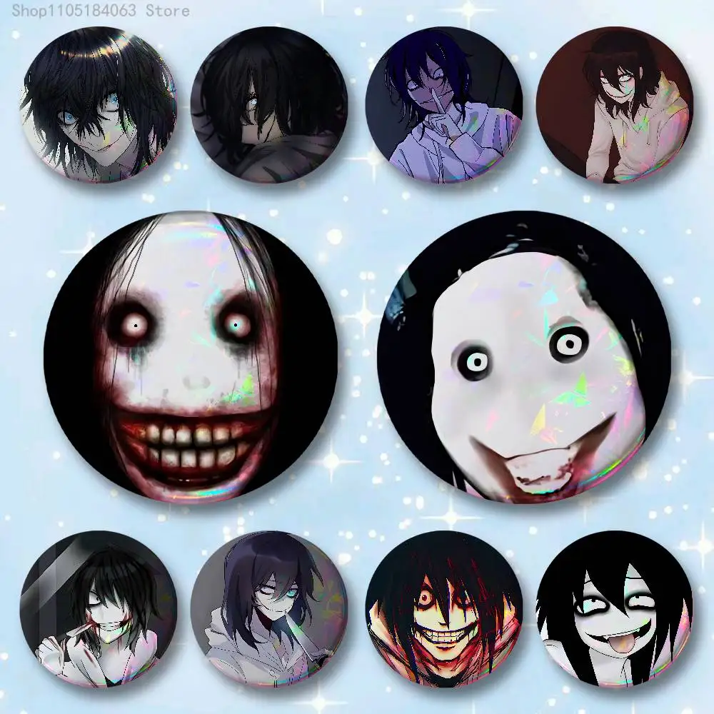 Creepy Urban Killer Jeff Badges 25 32 44 58 75 mm Round Cosplay Pin Bag Decor Fans Collect Friends Gifts Brooch Souvenir