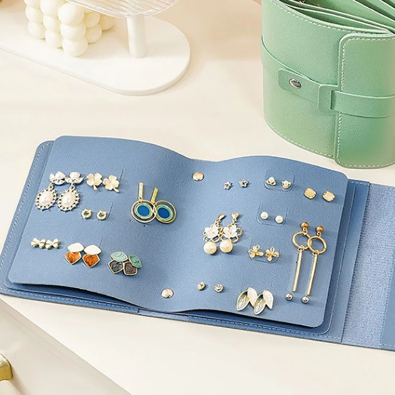 

1PC PU Leather Earring Storage Bag Multi-layer Jewelry Finishing Display Bag Earring Ring Portable Jewelry Bag Jewelry Boxes