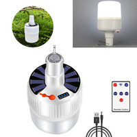 New portable charging light bulb solar lanterns emergency light with remote control outdoor camping hiking lighting