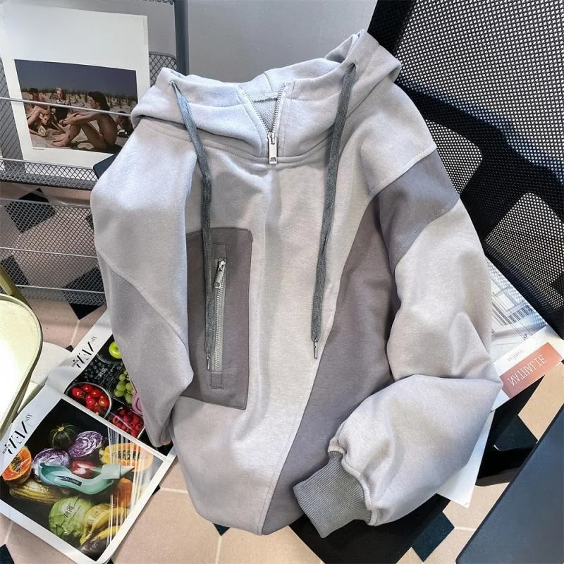 

Loose Men's Hoodie Jaet Autumn Winter plus Size 300 Pou Trendy Splice Design Casual Comfortable Top Outerwear