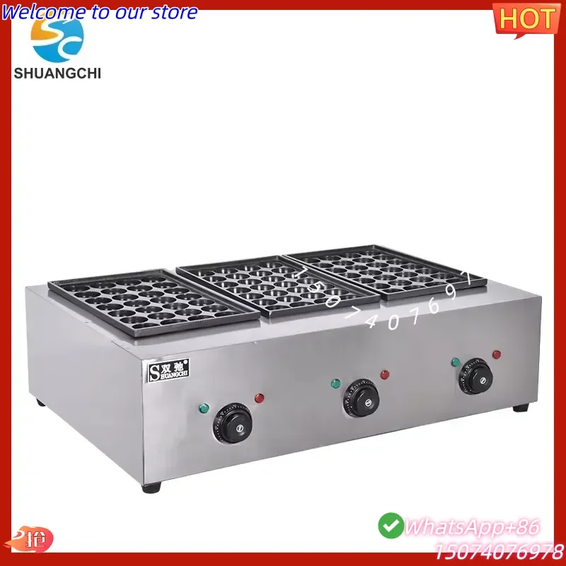 2026 Commercial Japanese Takoyaki Machine Octopus Ball Furnace Grill Three Non-Stick Plate Electric Fish Pellet Grills New