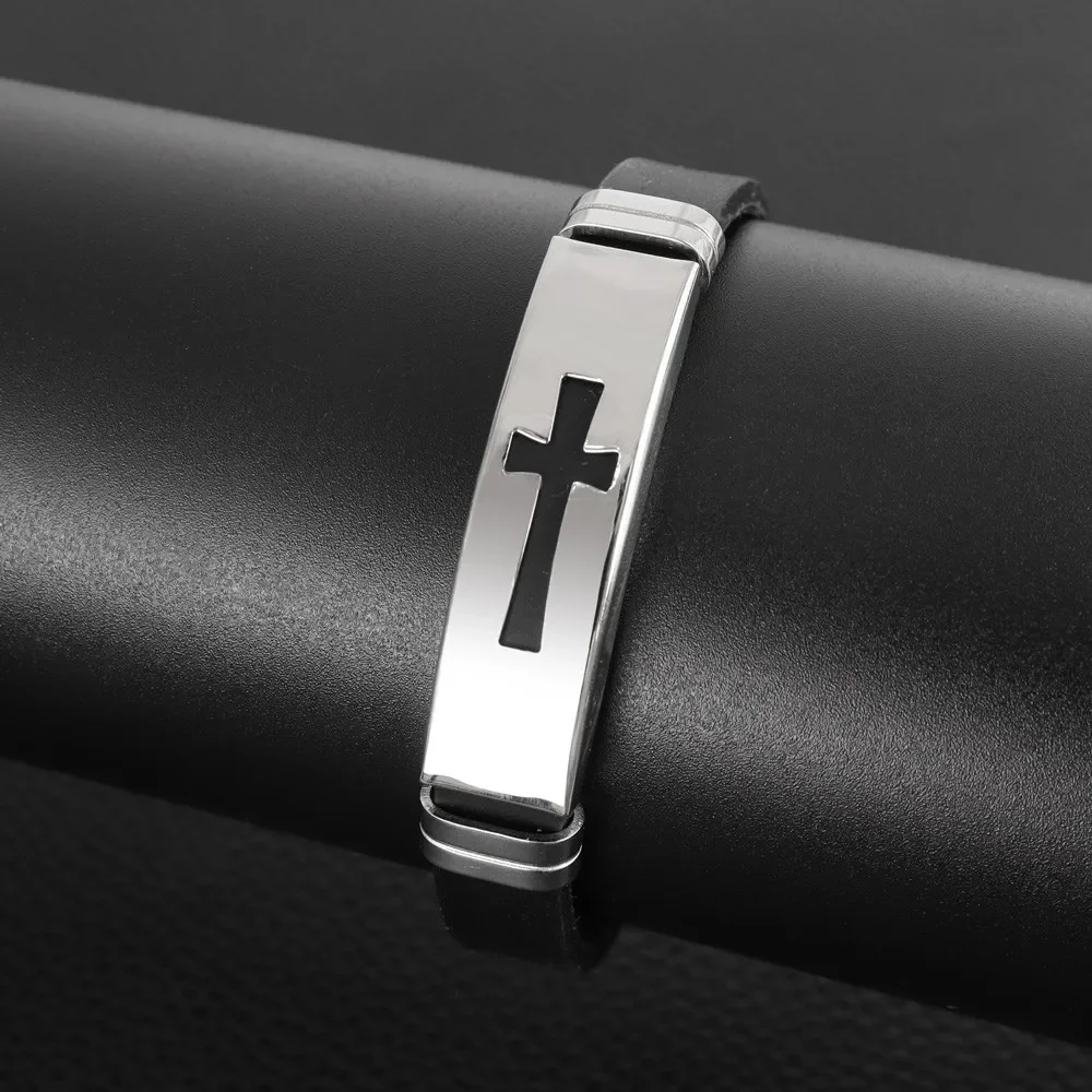 Bild 4: Trend Silikon Kreuz Armband Charming Herren Armband Weihnachtsgeschenk Valentinstag Geschenk Schutz Schmuck Zubehör