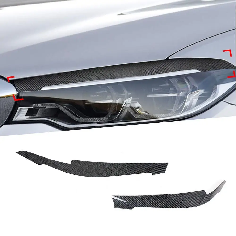 

Carbon Fiber Front Headlight Lamp Eyebrow Trim Hood Sticker Exterior Parts For BMW 5 Series G30 G38 530i 540i M550i 2017-2023