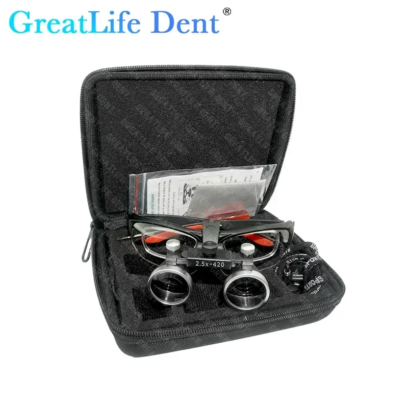 

Стоматологическая лупа GreatLife Dent 2,5X 3,5X увеличительное стекло со светодиодными очками, хирургическая лупа, стоматологическая медицинская лупа