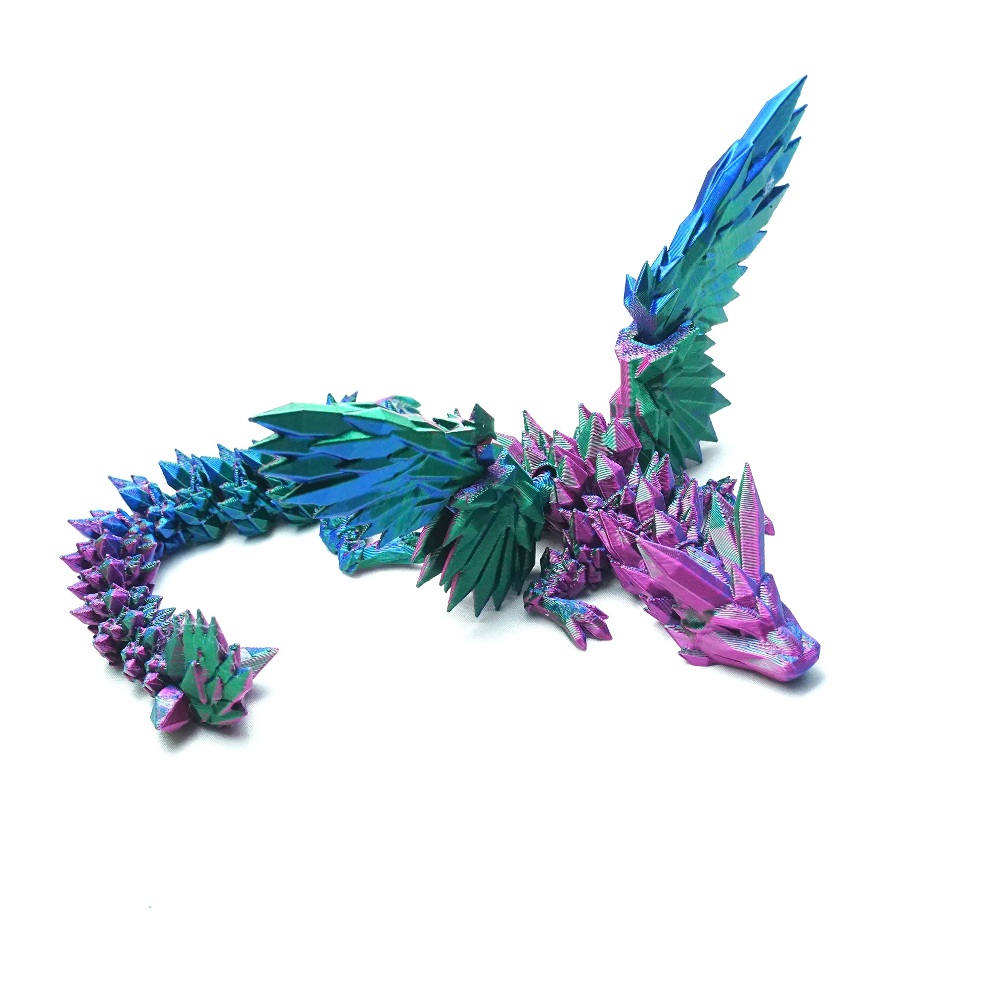 3D printed crystal pterosaur, winged dragon, flexible joint animal model figurine, desktop ornament, stress relief toy