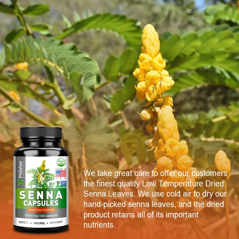 Organic Senna Capsules - for Intestinal Cleansing and Detoxification, Dietary Supplement