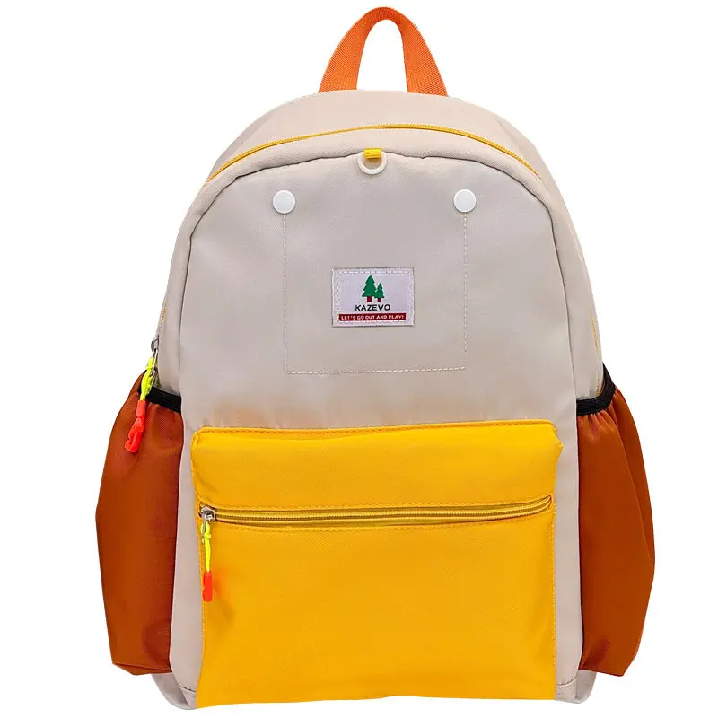 2026 Backpack Dopamine Color Block Japanese Style Pressure Relief Spine Protection Lightweight Casual Daily Travel Outdoor