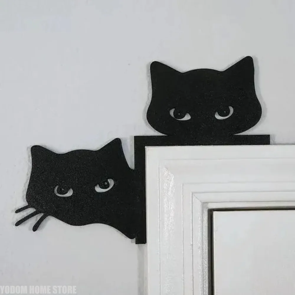Adorable Cat Door Topper Black Cat Poster Display Door Corner Door Top Decoration Handicrafts Ornaments Decoration