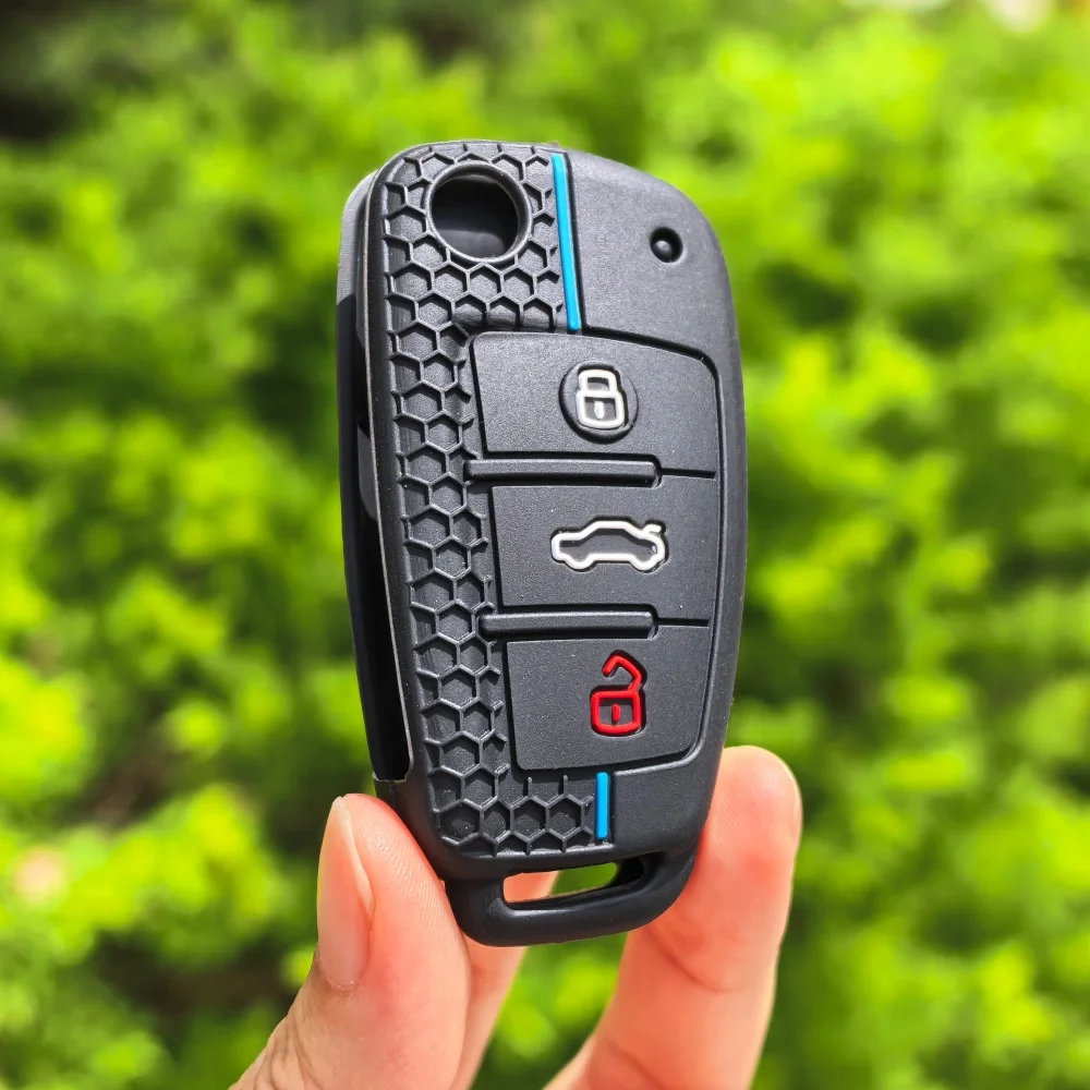 

Silicone Key Case Cover Shell for Audi A4 B7 A6 C6 4f 8v A3 8p A1 A3 Accessories Auto Remote Key Holder 3 Button Jacket