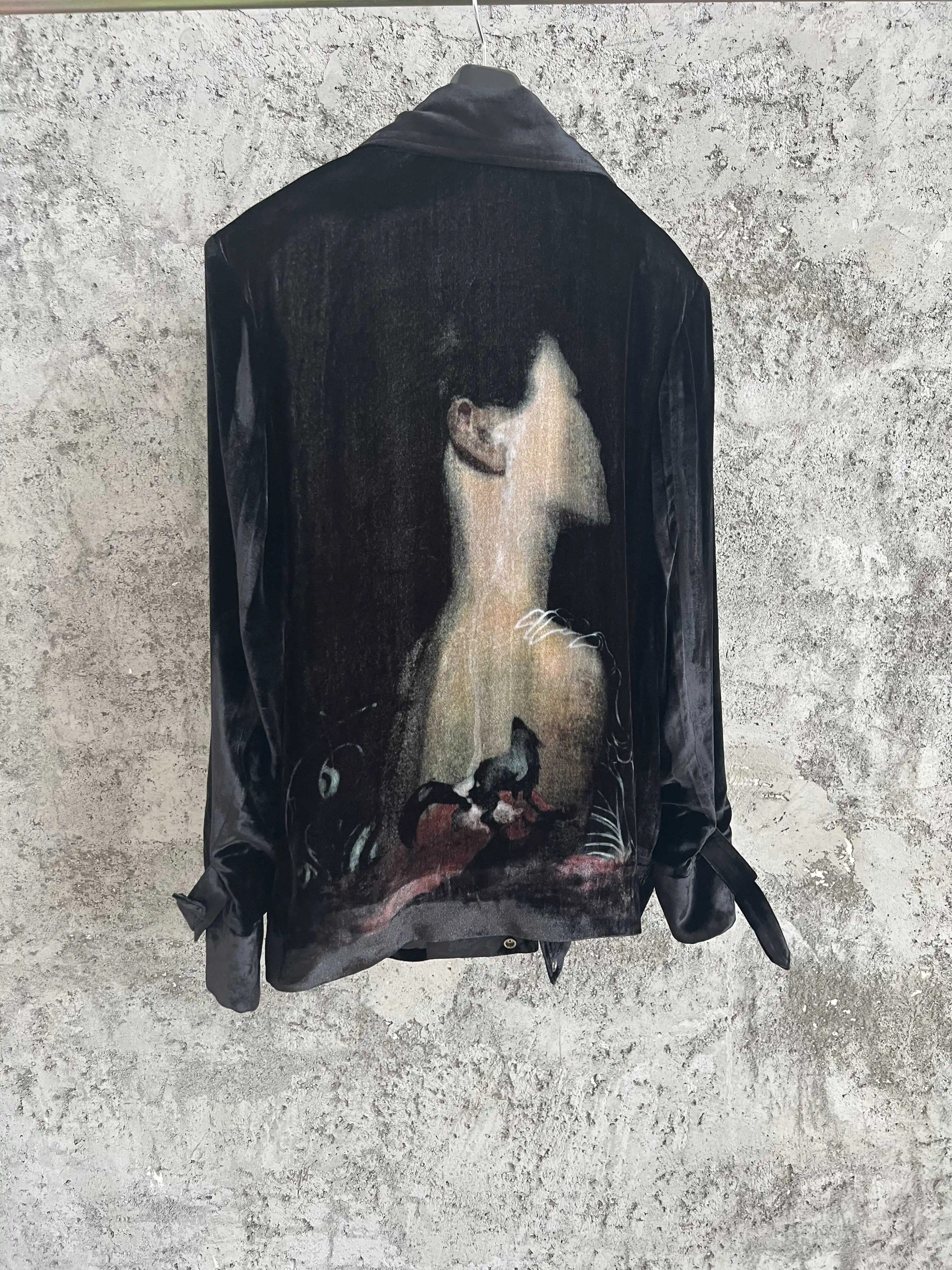 

TOP-YAMAMOTO Бархатный костюм для коллаборации с принтом, мотоциклетный инструктор, куртка, костюм