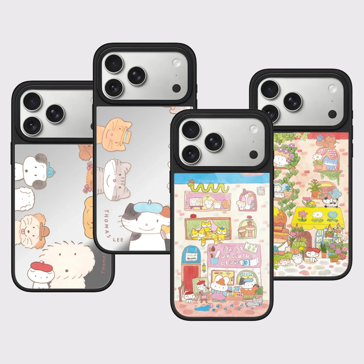 Cartoon Puppies House Mirror Surface Magnetic Phone Case Cover for IPhone 13 14 15 16 17 Pro Max Case for IPhone 17 Air