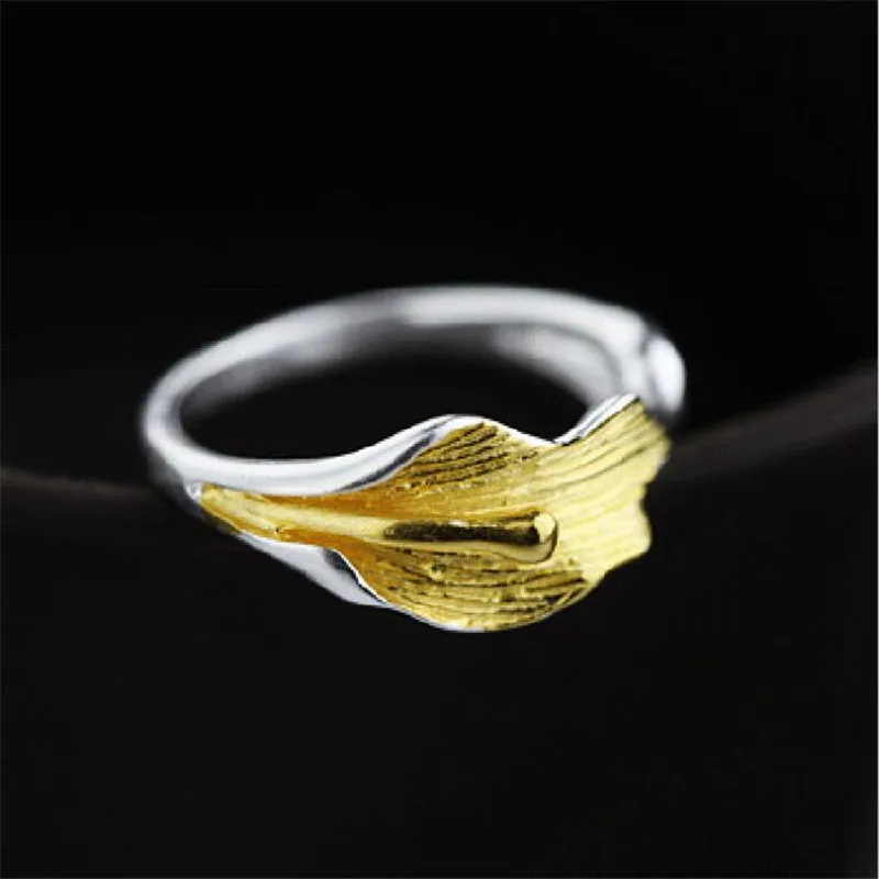 

New Fashion Calla Lotus Popular Flower 925 Sterling Silver Jewelry Not Allergic Literary Exquisite Women Opening Rings R188