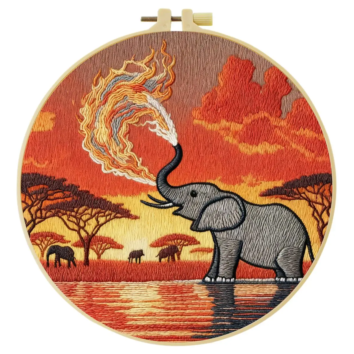 1 Stück 20X20CM/15X15CM 7,87/6,3 Zoll Tier - Elefant Stickerei Starter-Kit DIY-Kit DIY-Stickerei-Set Handarbeiten Heimdekoration – Detail 3