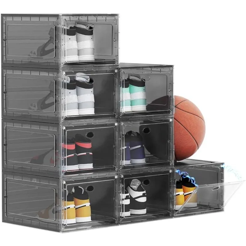 

US 15 Clear Entryway Shoe Storage Boxes Stackable XXL, 8 Pack Clear Shoe Boxes Stackable for Closet