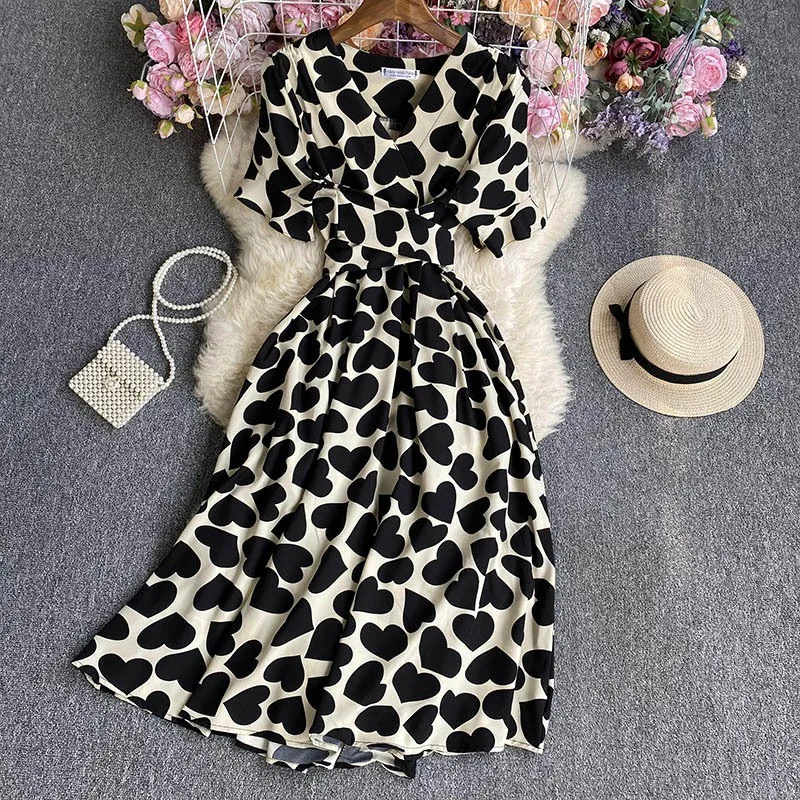 YuooMuoo Chic Fashion Flower Print Women Dress 2024 New Summer Bandage Slim Waist A-line Long Dress Bohemian Female Robe Femme