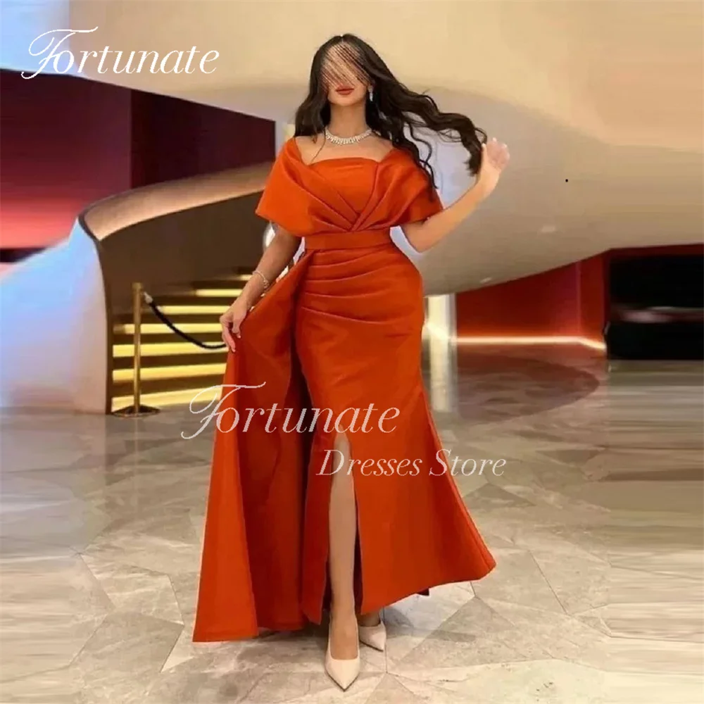 Customized Soft Satin Mermaid Evening Dresses Off Shoulder Side Split Formal Dress with Skirt Dubai Prom Party Gowns 2025