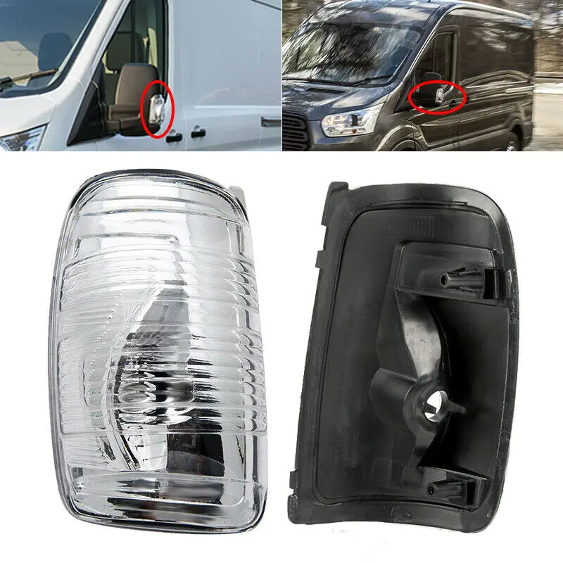 Rearview Mirror Blinker Indicator Lamp Lens Cover Turn Signal Light White For Ford Transit MK8 2014 - 2019 Car Accessories