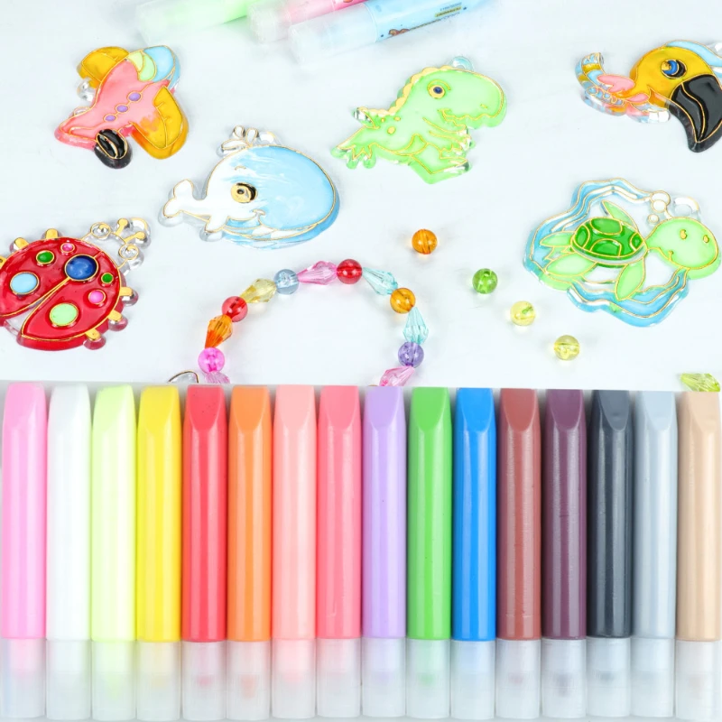 17colors 6ml/10ml/15ml3D Free Grilled Glue Painting Pigments Easy To Operate for Creating Paintings with Three-dimensional Sense