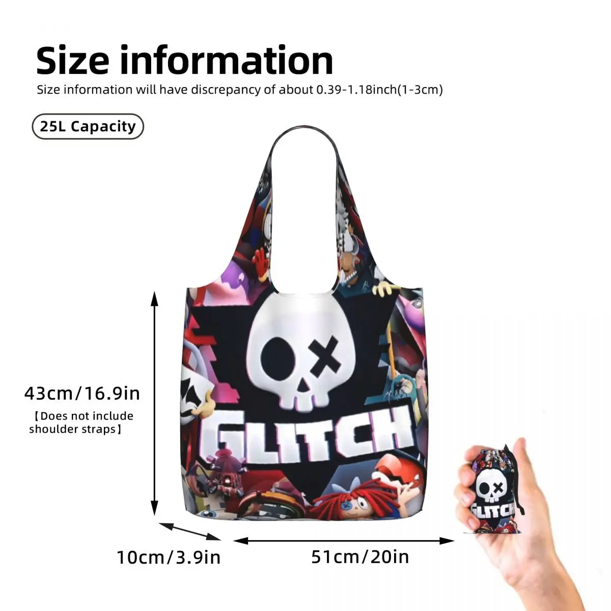 Chibis Murder Drones Uzi Doorman Fuzzy Shopping Tote Bag Canvas Large Capacity Shoulder Bags Shopper Grocery Handbag for Women