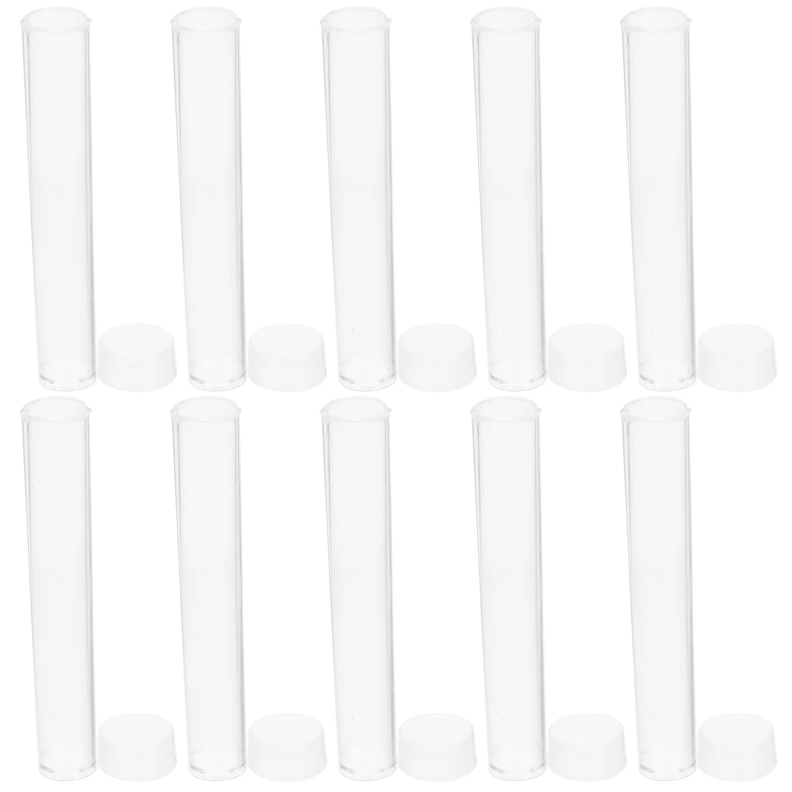 

25 Pcs Test Tubes Plastic Storage Clear with Caps Sealed Bottle Lids Transparent