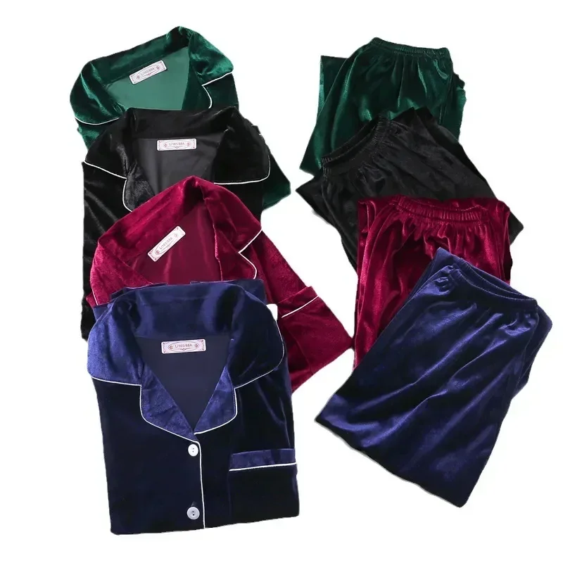 Ropa holgada de invierno para mujer, Pijamas gruesos de terciopelo a la moda, cálidos, cómodos y suaves, ropa para el hogar, traje, Pijamas de otoño