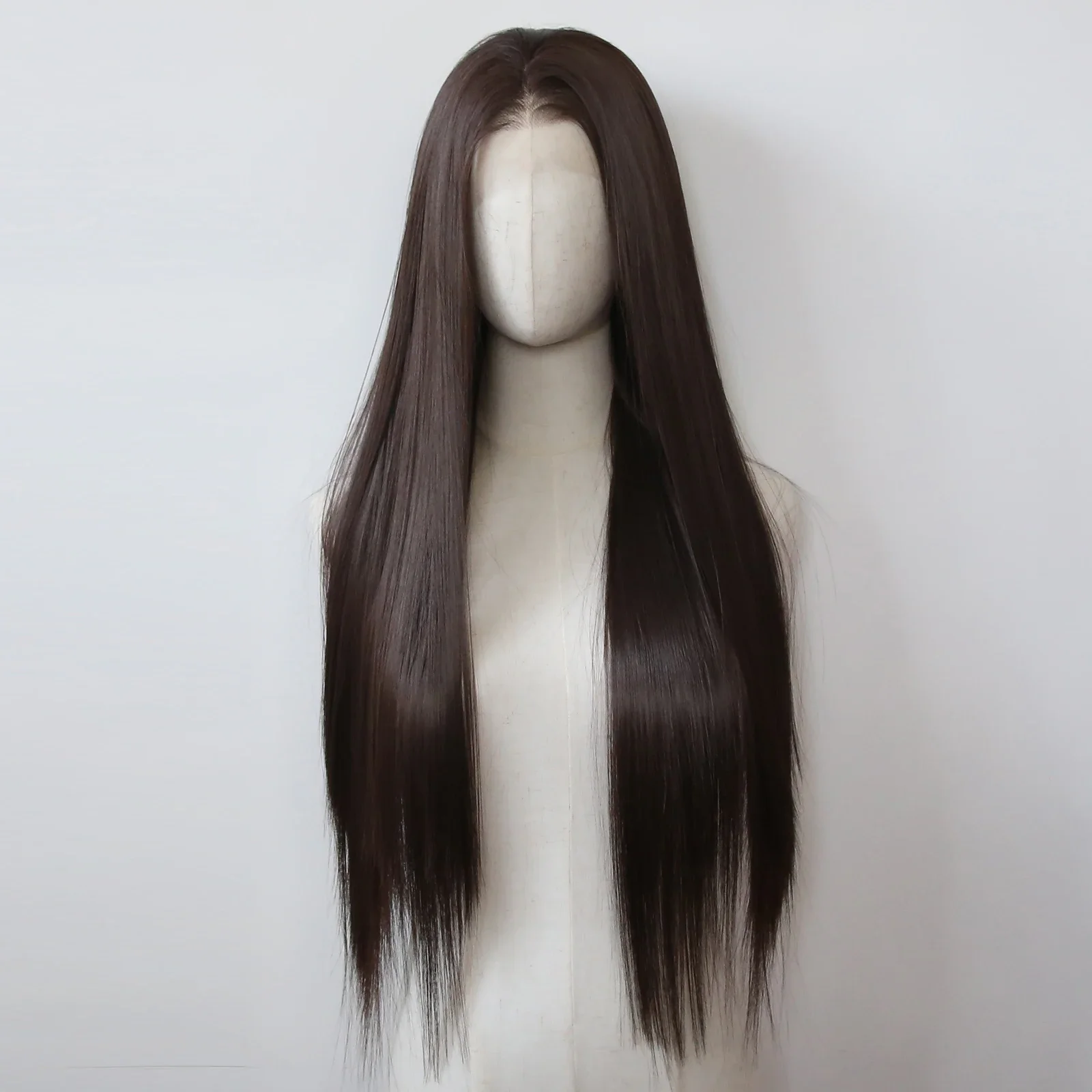 

Soft 26Inch Long 1B Black Silky Straight 180Density Lace Front Wig For Women Babyhair Heat Resistant Preplucked Glueless Daily