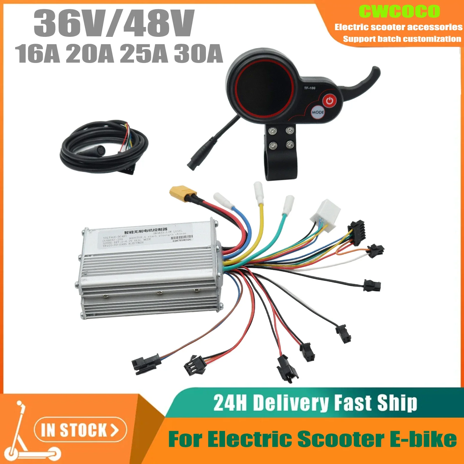 

TF-100 Electric Scooter 36V 48V Brushless Intelligent Motor Controller + 5/6 Pins Instrument Display For Kugoo M4 M5 Scooter